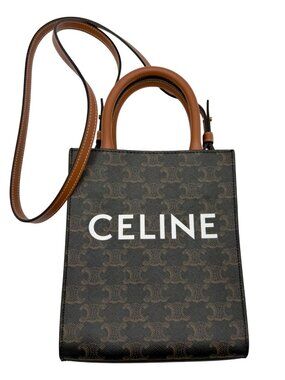 Celine Mini Vertical Cabas bag iconic Triomphe coated canvas